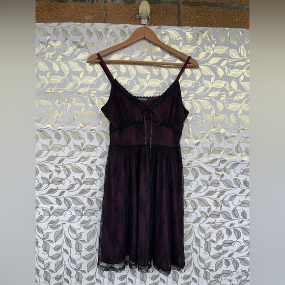 Disturbia Plum Lace Slip Dress | Whimsigoth Goth Core Mini | US 6 - Picture 9 of 15
